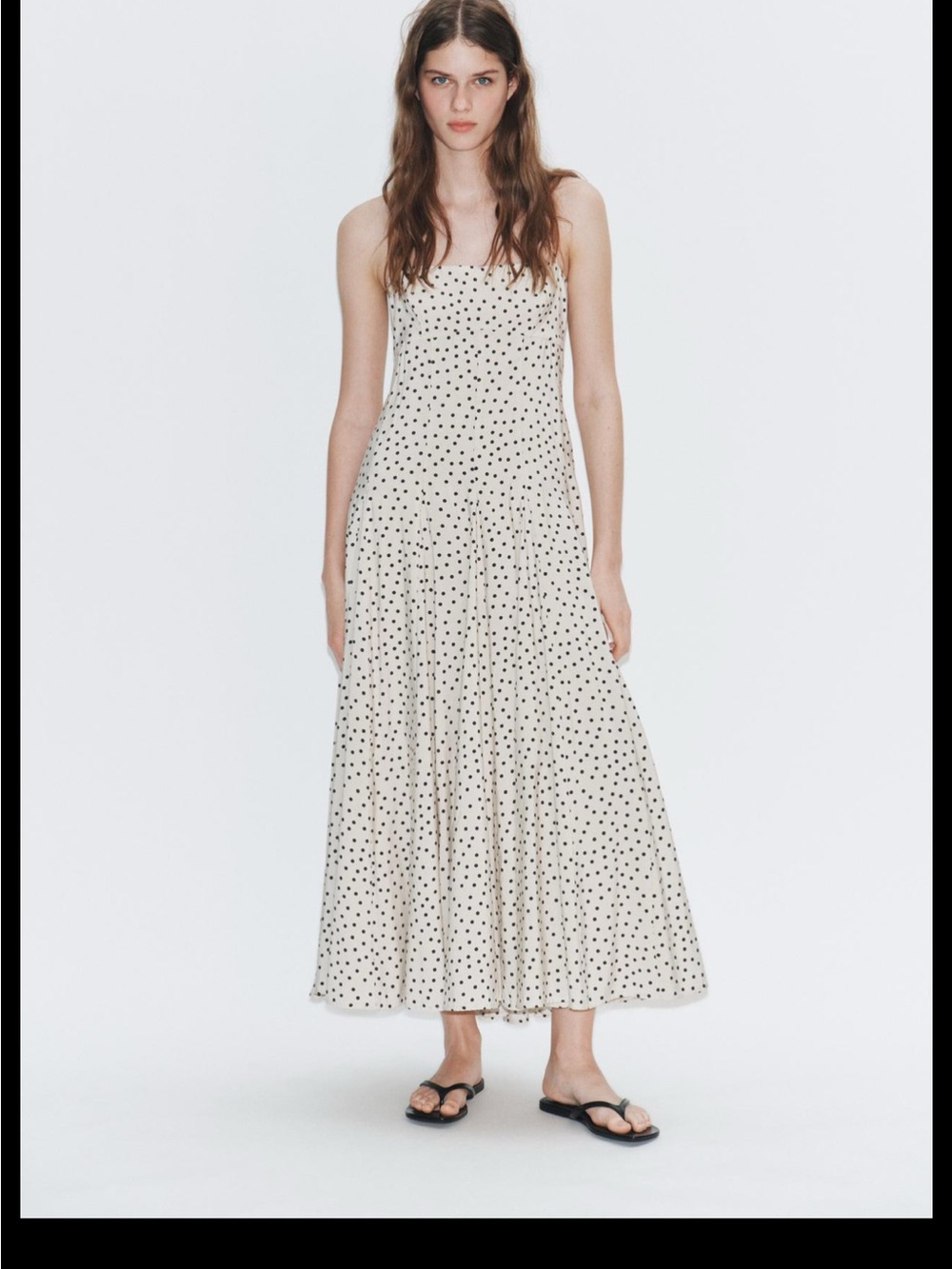 Zara Cream Maxi Dress with Black Polka Dots